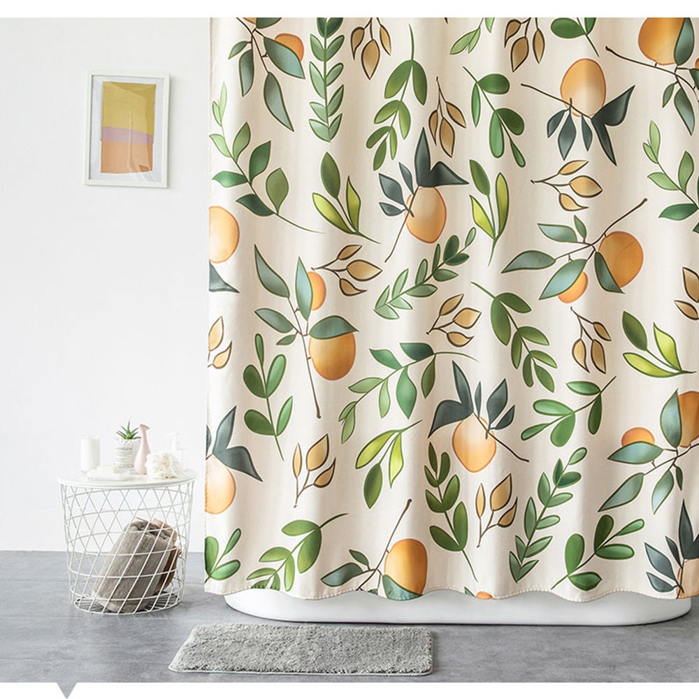 Bright Fresh Color Orange Tree Shower Curtain - Heavy Duty and Waterproof Polyester Fabric - Image 2