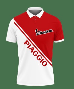Bright Red 3D Printed Piaggio Vespa Nct-Ht Polo Shirt: Ver 2