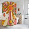 Bright Sunshine Mid Century Modern Hippie Retro Shower Curtains in Orange and Yellow with 70's Flair