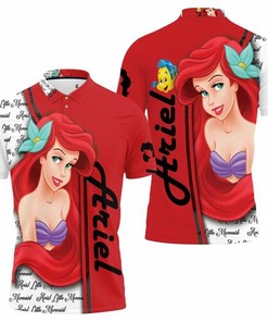 Bring Ariel to life with this Little Mermaid Cartoon 3D All Over Print Polo Shirt