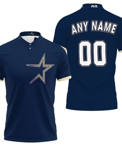 Bring Back Memories with Houston Astros 00 Any Name 1997 Throwback Navy Jersey Polo Shirt in 3D