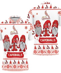 Bring Holiday Cheer to the Ballpark with St. Louis Cardinals Christmas Gnomes on a Cool 3D All-Over Print Polo Shirt