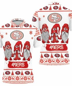 Bring Holiday Cheer to the Gridiron with San Francisco 49ers Christmas Gnomes on a Breathable 3D Polo Shirt