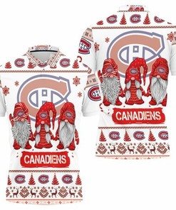 Bring Holiday Cheer to the Ice with Montreal Canadiens Christmas Gnomes on a 3D All-Over Print Polo Shirt