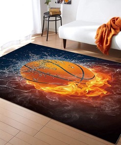 Bring Style and Class to Any Room with Flame Basketball Area Rugs for Men: Easy to Clean, Durable, and Stylish