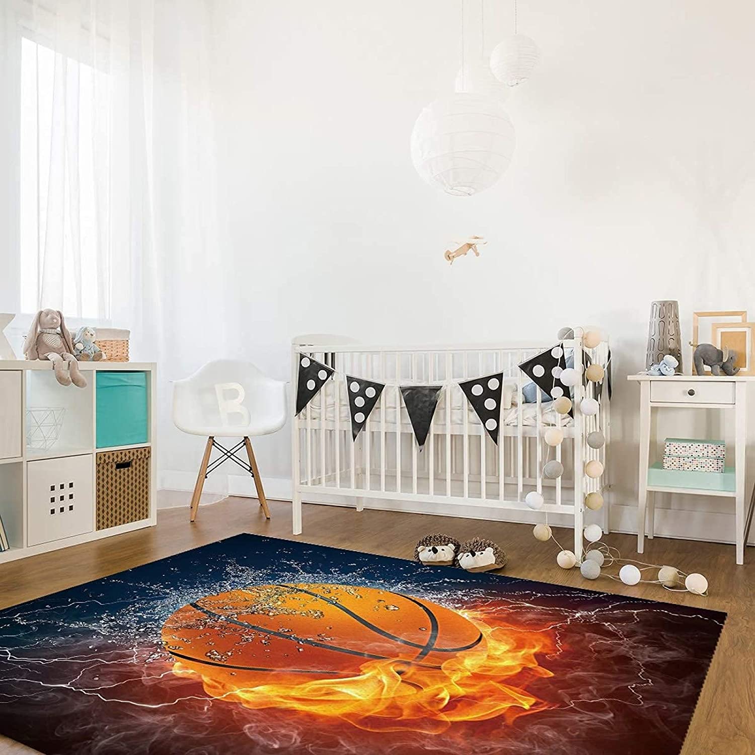 Bring Style and Class to Any Room with Flame Basketball Area Rugs for Men: Easy to Clean, Durable, and Stylish - Image 3