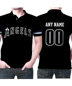Bring Weekend Style to Any Day with LA Angels 00 Any Name 2019 Players Black Polo Shirt in 3D