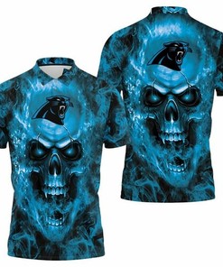 Bring the heat on game day in this Carolina Panthers Steelers NFL Fans Skull 3D All Over Print Polo Shirt