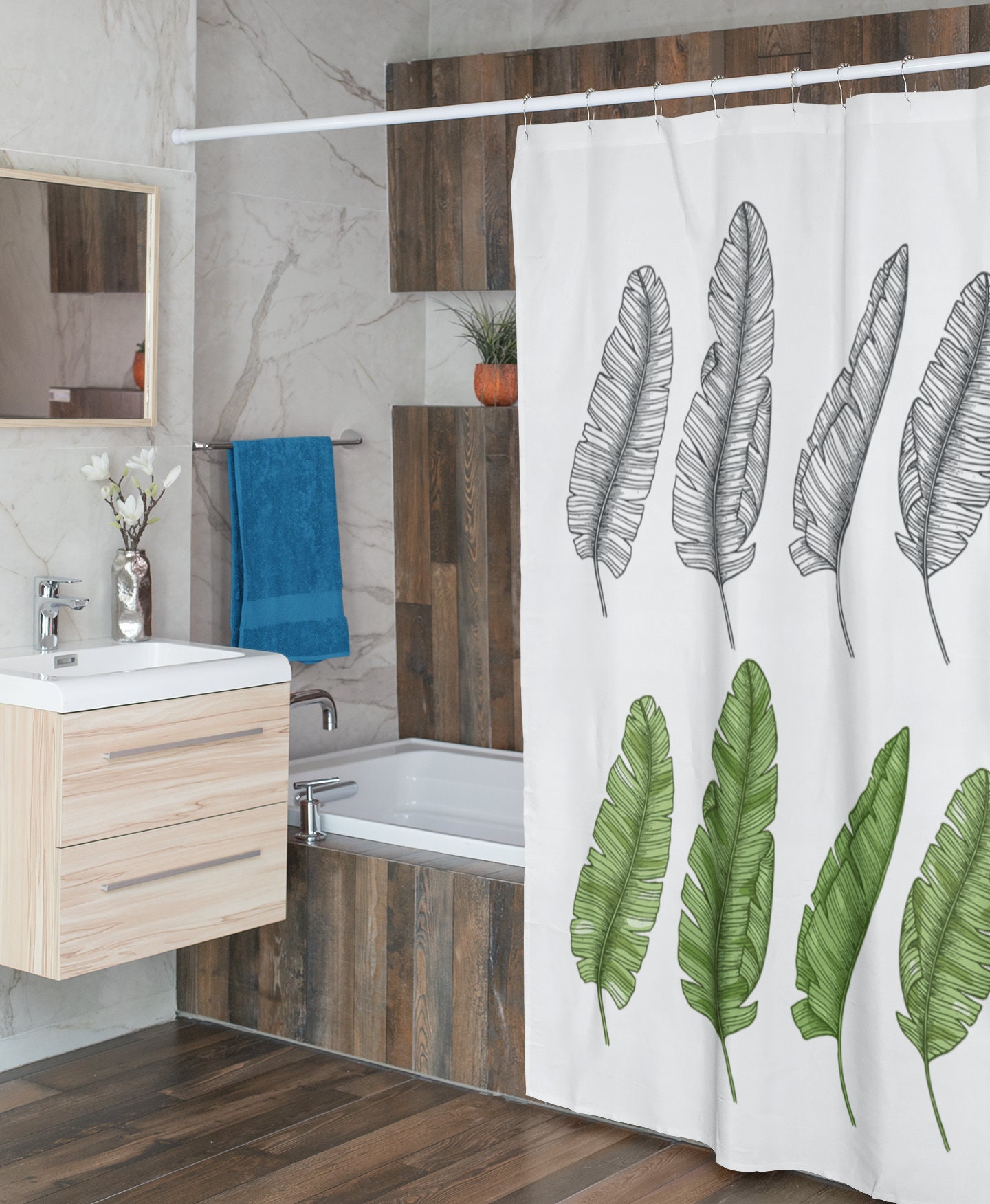 Bring the outdoors inside with Leaves Shower Curtain, perfect for a botanical feel - Image 3