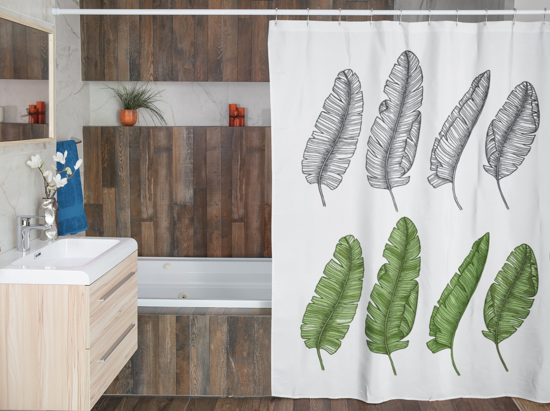 Bring the outdoors inside with Leaves Shower Curtain, perfect for a botanical feel - Image 4