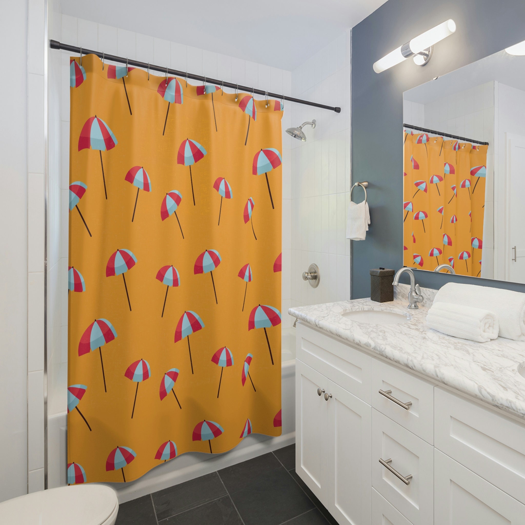 Bring the tropical paradise to your home with this Tropical Umbrella Shower Curtain