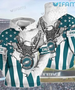 Broken USA Flag Logo Philadelphia Eagles 3D Hoodie with Custom Design