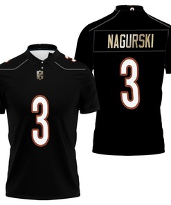 Bronko Nagurski #3 NFL American Football Legacy Vintage Navy Breathable Fabric Polo Shirt for Chicago Bears