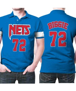 Brooklyn Nets Biggie #72 Blue 3D All Over Print Polo Shirt for NBA Fans with Personalized Design