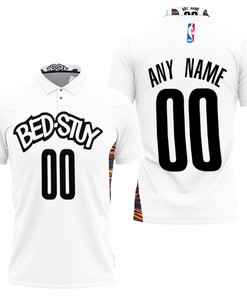 Brooklyn Nets NBA Basketball Team Logo 2020 City Edition White Polo Shirt with Unique 3D Design