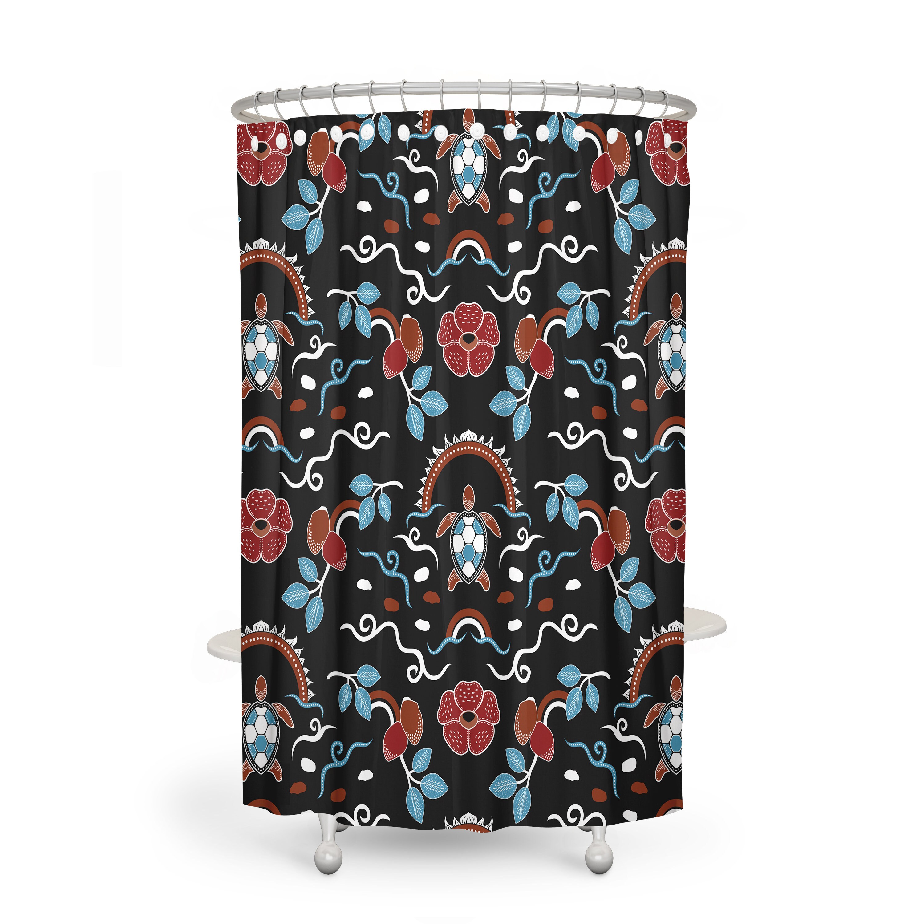 Brown Batik Turtle Disney Shower Curtain with Optional Bath Towels and Bath Mat for a Tropical Bathroom Decor - Image 2