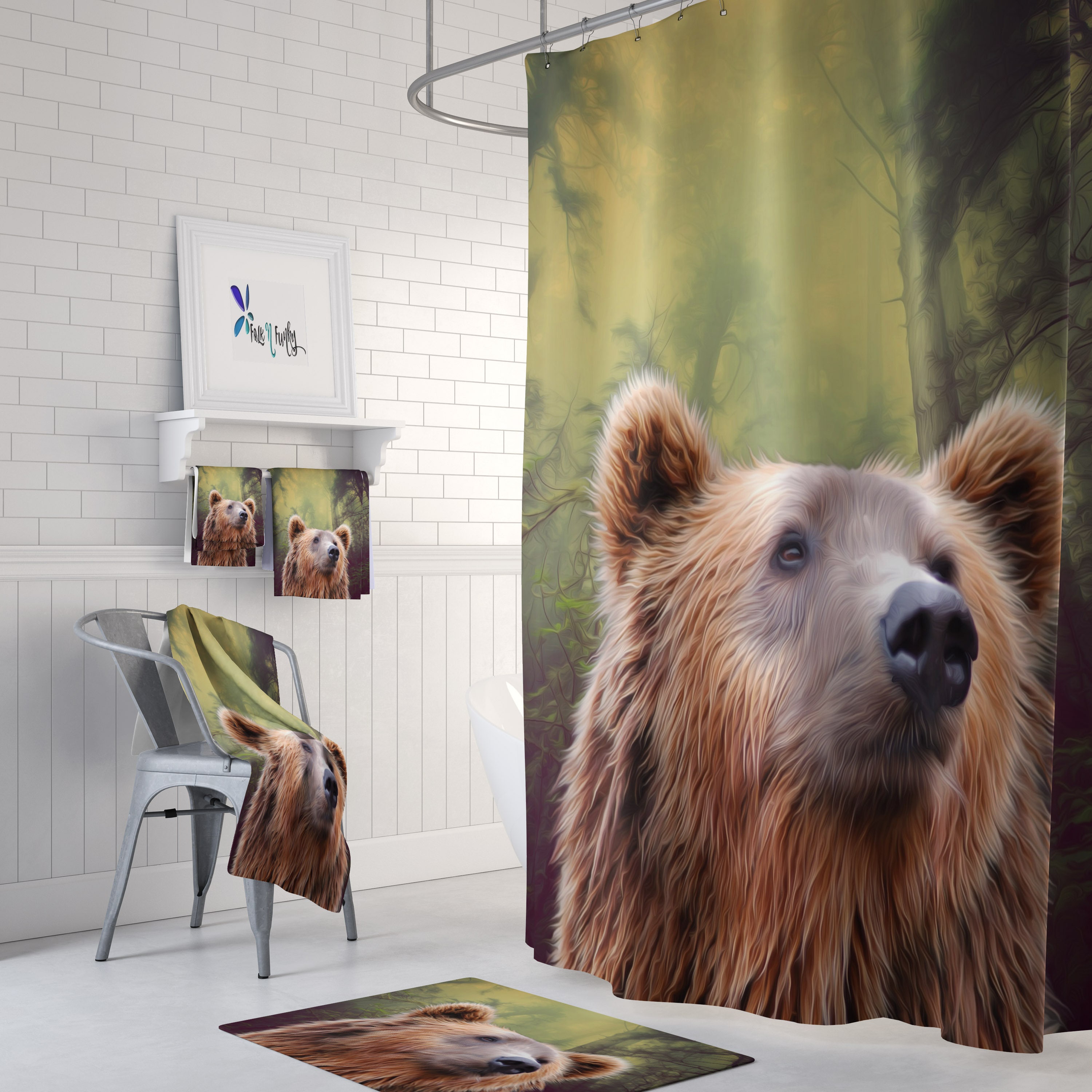 Brown Bear Disney Shower Curtain Set for a Rustic Woodland Bathroom Decor - Image 2