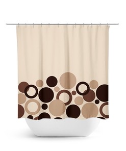 Brown & Beige Shower Curtain, Geometric Bath Curtain, Brown Bathroom shower curtains