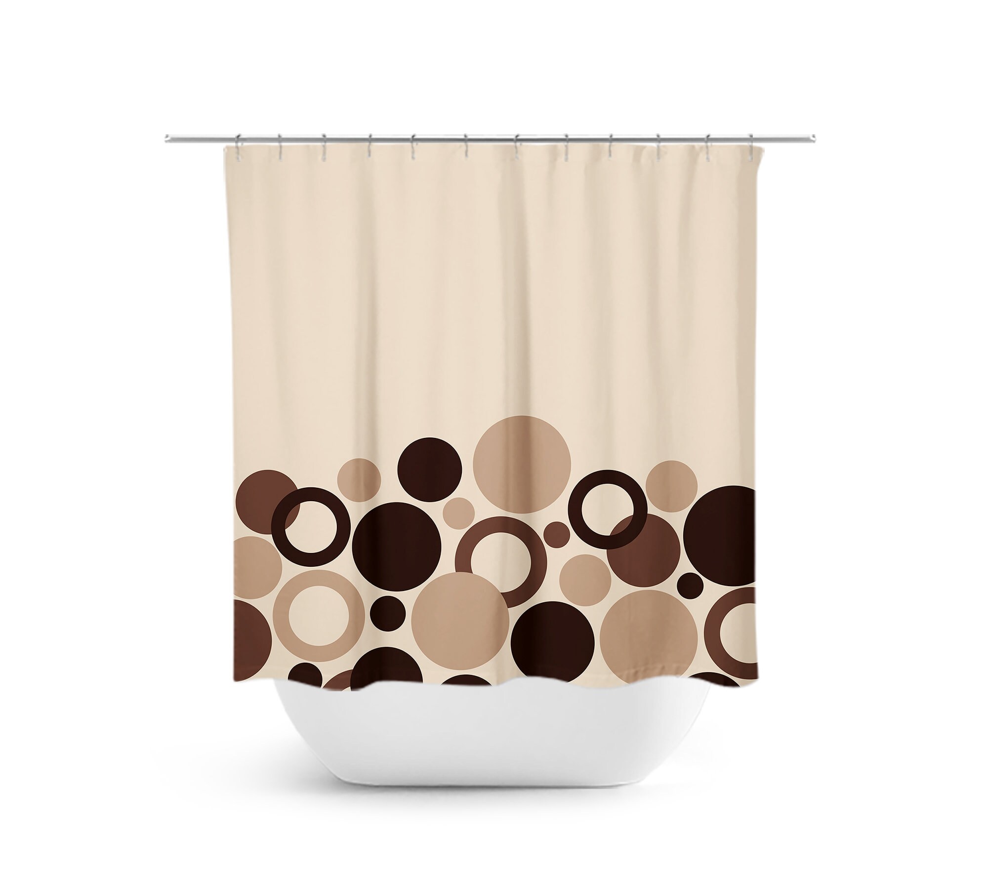 Brown & Beige Shower Curtain, Geometric Bath Curtain, Brown Bathroom shower curtains