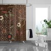 Brown Boho Floral Shower Curtain Optional Towels and Mat with Luxury Shower Curtains Print