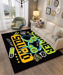 Brown Cartoon Gamepad Washable Rug - Ideal for Boys Teen Video Game Bedroom and Living Room