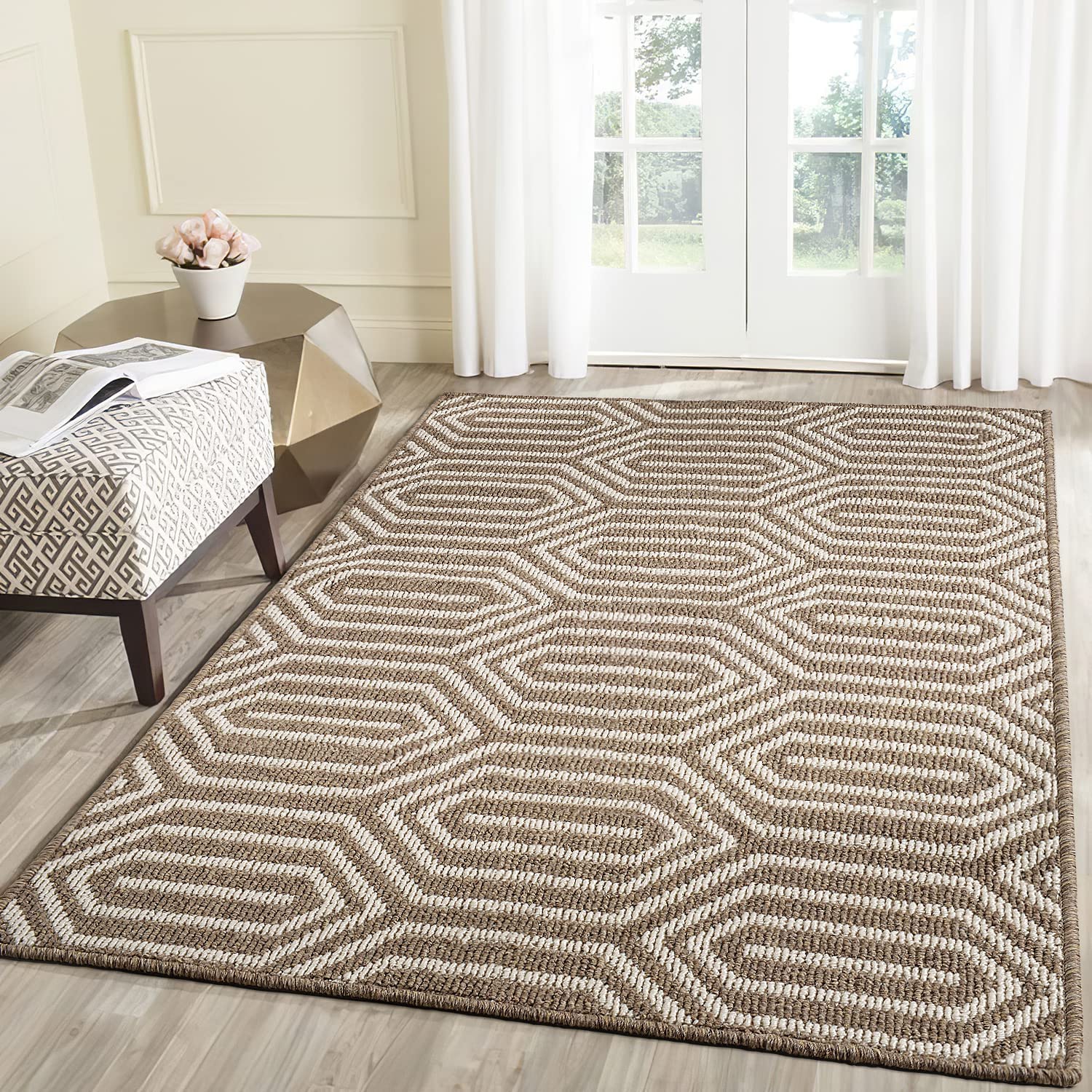 Brown Large IndoorRug - Non-Slip Rubber Backing Absorbent Entrance Floor Mat Rug for Your Home