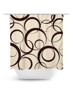 Brown Shower Curtain, Geometric Bath Curtain, Brown & Beige Bathroom Decor, Fabric Shower Curtain