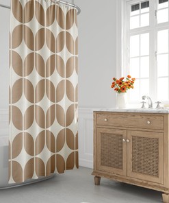 Brown and Beige Minimalist Abstract Geometric Shower Curtain - Retro Bath Decor for the 1970s