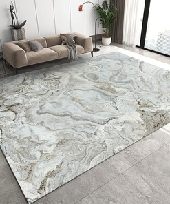 Brown and Gray Grad Marble Texture Area Rug with Modern Abstract Vortex Minimalism Floor Carpet - Adding the Luxurious