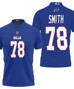 Bruce Smith #78 Buffalo Bills NFL Legend Player Royal Blue 3D Allover Print Polo Shirt with