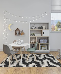 Brushed Textured Herringbone Graphic Motif Pattern Non-Slip Area Rug - Perfect for Home Decoration with Floor Rugs