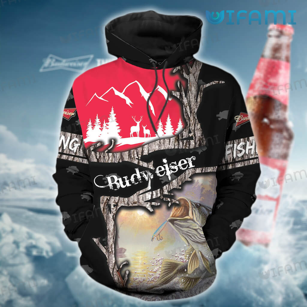 Budweiser Deer Hunting All Over Print Hoodie for Men - Beer Lovers Gift