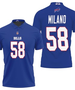 Buffalo Bills Matt Milano #58 American Football Game Royal - 3D Designed Allover Gift for Fans Polo Shirt