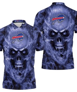 Buffalo Bills Nfl Fans Skull Breathable Fabric Polo Shirt with All-Over Print for fans who love the team and fashion