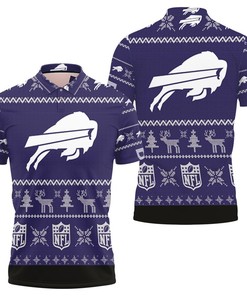 Buffalo Bills Nfl Ugly Christmas 3d Printed Sweatshirt Ugly Jersey Breathable Fabric Polo Shirt with All-Over Print