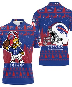 Buffalo Bills Number 12 The Simpsons Cartoon Art Style Breathable Fabric Polo Shirt with All-Over Print