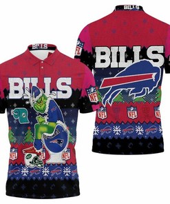 Buffalo Bills pride with a Christmas Grinch In Toilet Knitting Pattern All Over Print Polo Shirt