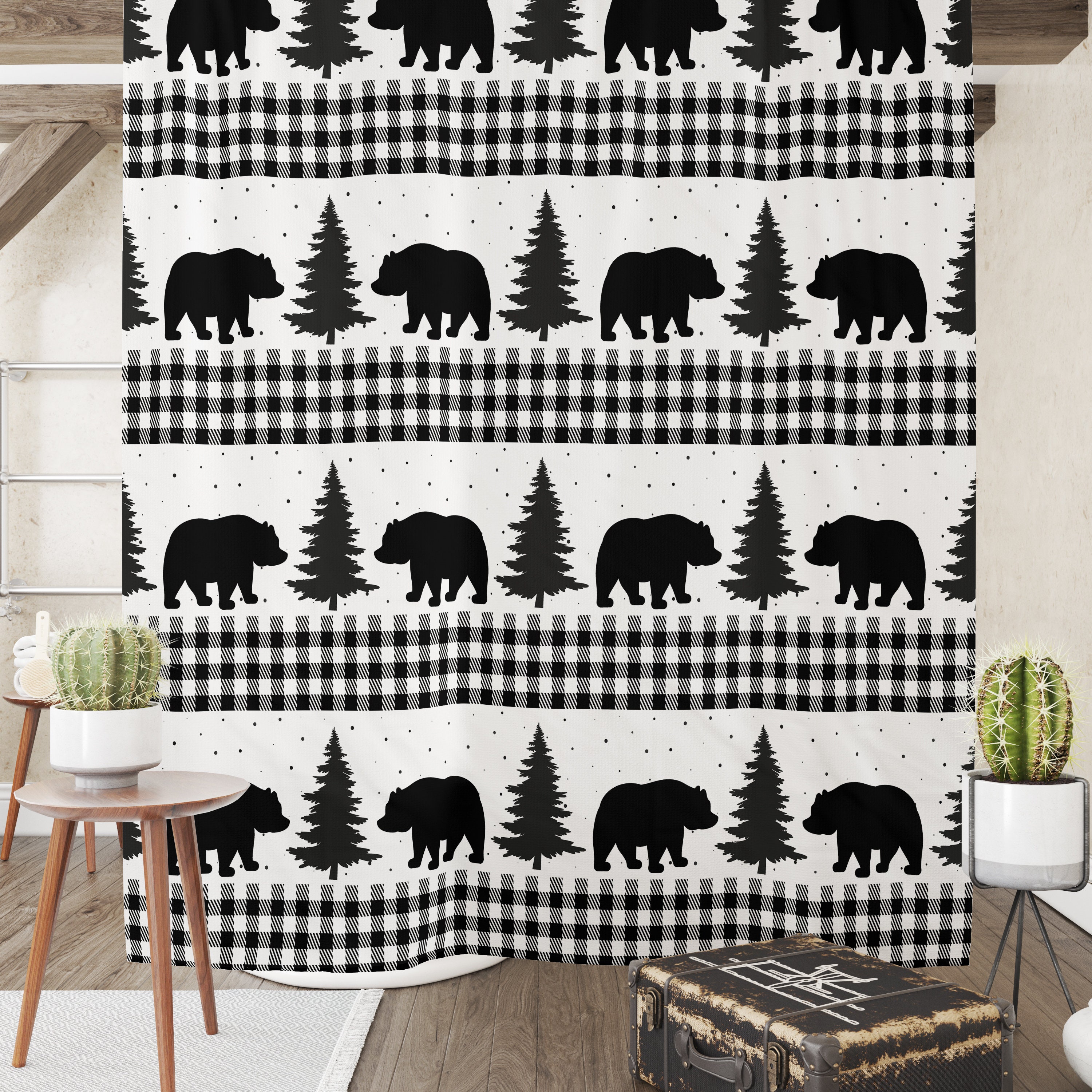 Buffalo Plaid Shower Curtain Set with Optional Accessories