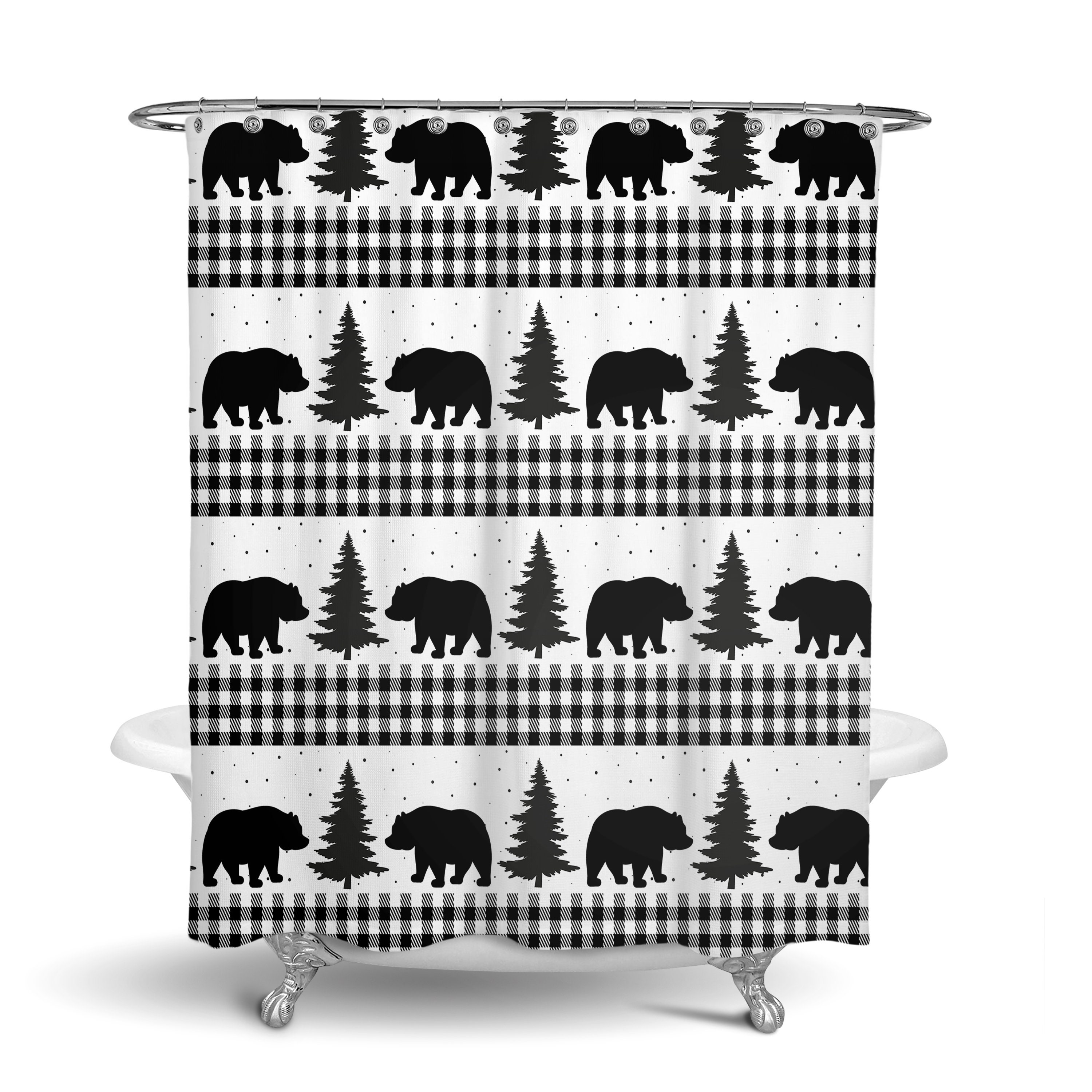 Buffalo Plaid Shower Curtain Set with Optional Accessories - Image 3