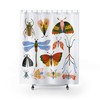 Bug Lover Watercolor Art Shower Curtain | Dragonfly Insect Moths Butterfly Curtain
