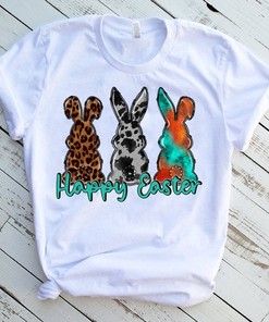 Bunny Ears Rabbit Happy Easter T-Shirt - Christian Sublimation Tee Design