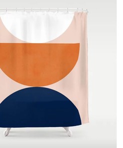 Burnt Orange Geometric Boho Shower Curtain with Customizable Sizes
