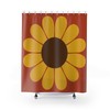 Burnt Orange Gold and Brown Retro Floral Boho Shower Curtain, Sunflower Bathroom Accessory for Flower Lovers