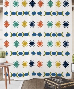 Burst Pattern Mid Century Modern Shower Curtain - Optional Set Available