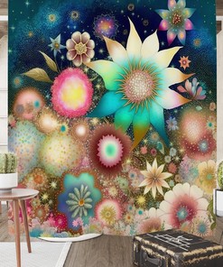 Bursting Floral Shower Curtain Set in Various Styles
