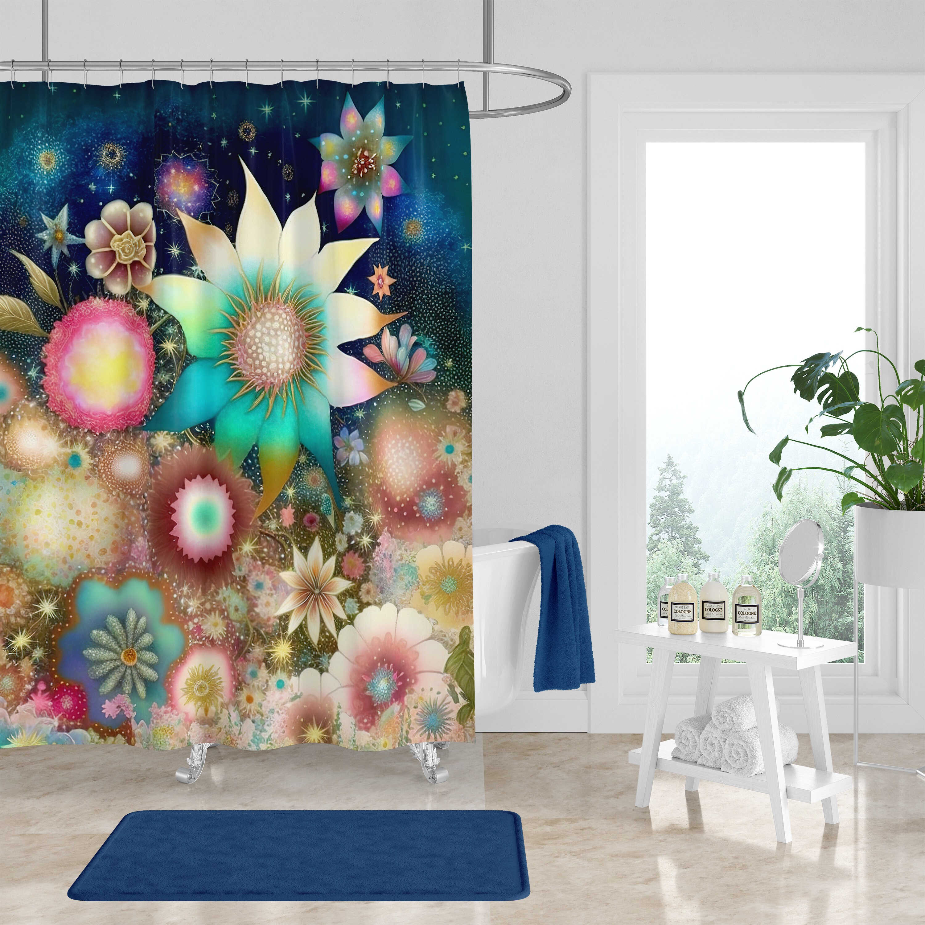 Bursting Floral Shower Curtain Set in Various Styles - Image 2