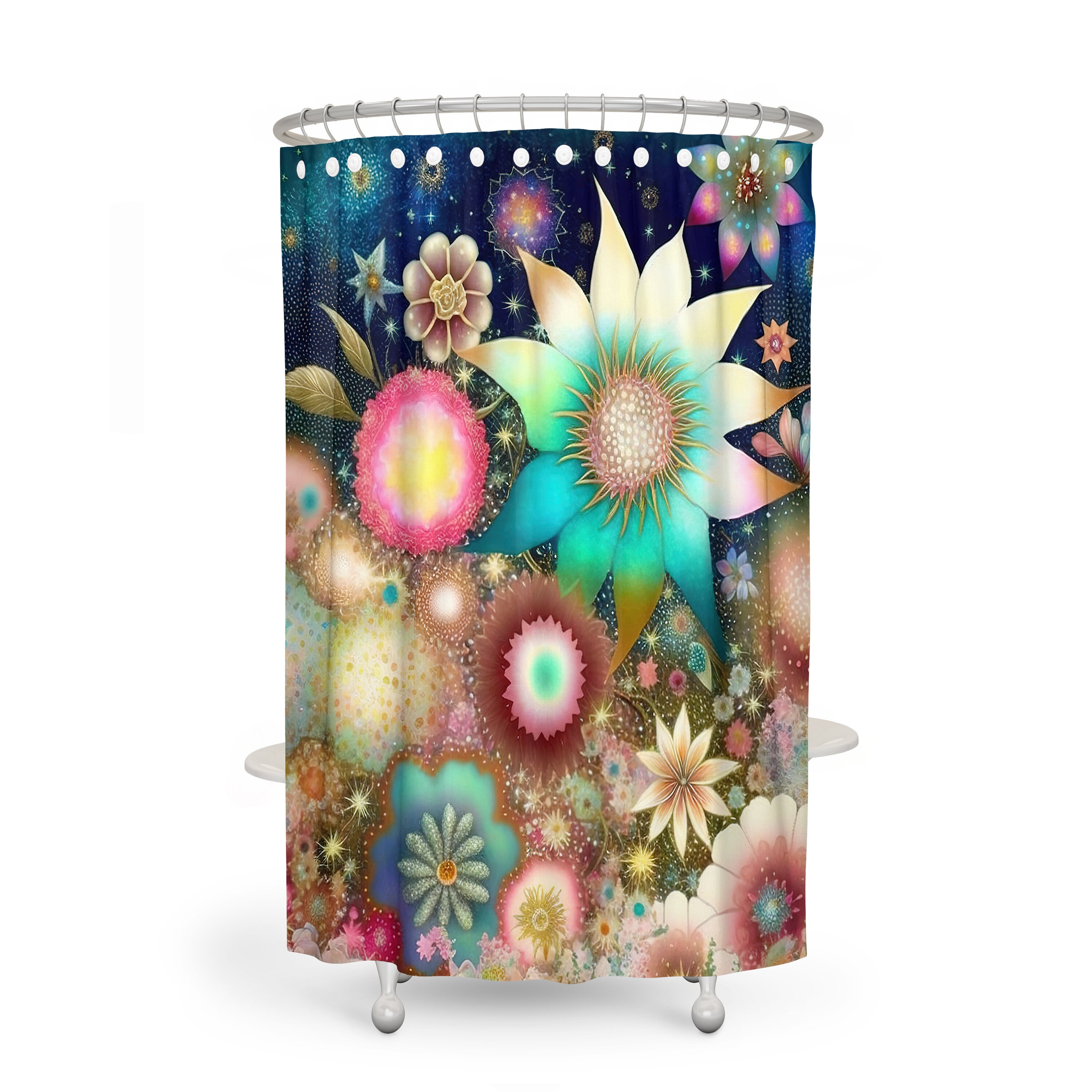 Bursting Floral Shower Curtain Set in Various Styles - Image 3