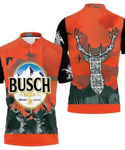 Busch Beer Logo and Deer Head for Fans 3d Jersey Polo Shirt With All-Over Print for daily wear
