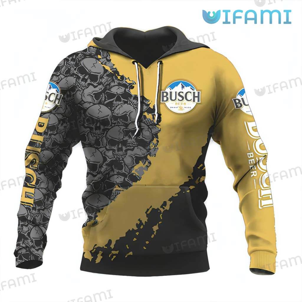 Busch Beer Skulls All Over Print Hoodie for Beer Lovers