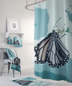 Butterfly Print Shower Curtain, Add a Whimsical Touch to Your Bathroom Decor